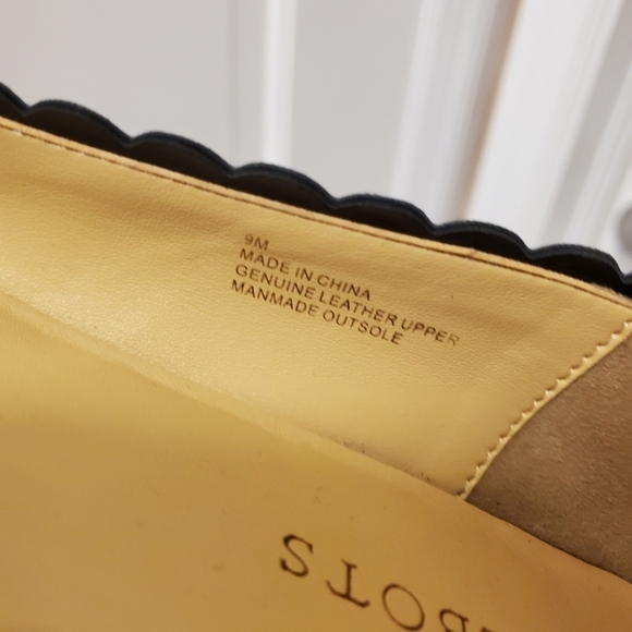 EC Talbots Edison Black Leather Flats, Scalloped Trim Classic Size 9M - Picture 10 of 12